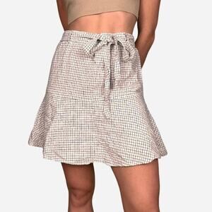 Potters Pot White Checkered print skort skirt a line with tie - size small